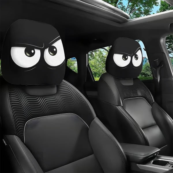 Car Headrest Covers 2PCS – Cute Cartoon Design, Universal Interior Accessory