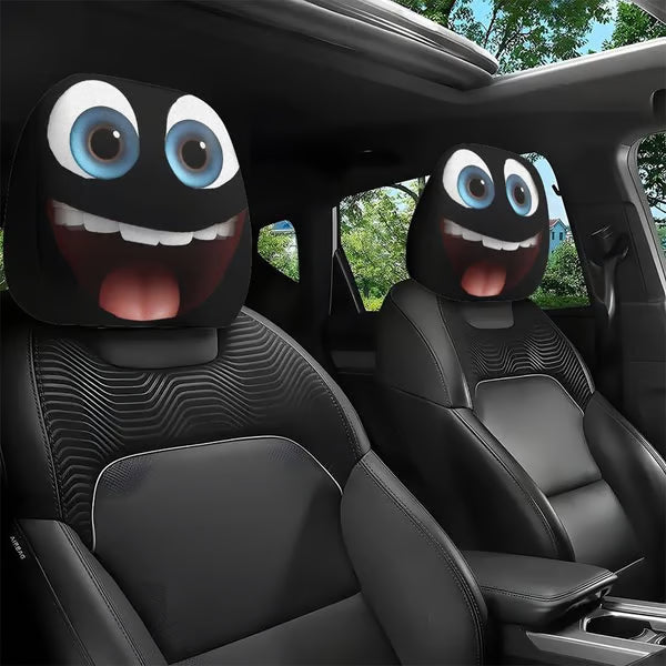 Car Headrest Covers 2PCS – Cute Cartoon Design, Universal Interior Accessory