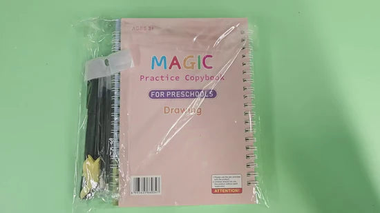 Magic Reusable Notebook Kit of 4 Books 📚 (Set of 4 Books + 1 Pen + 5 Refills + 1 Grip)