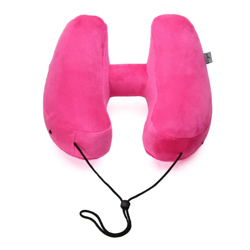 Lightweight inflatable neck pillow with hood — soft, washable, and easy to carry anywhere. 🌈