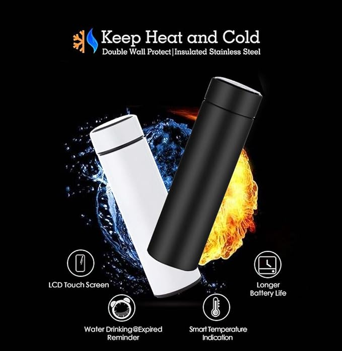 Insulated Smart Water Bottle – 500ml LED Temperature Display Flask