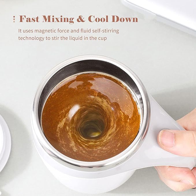 380mL Self Stirring Mug with Lid – Automatic Mixing Coffee Cup