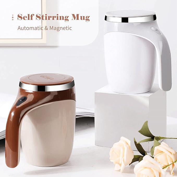 380mL Self Stirring Mug with Lid – Automatic Mixing Coffee Cup