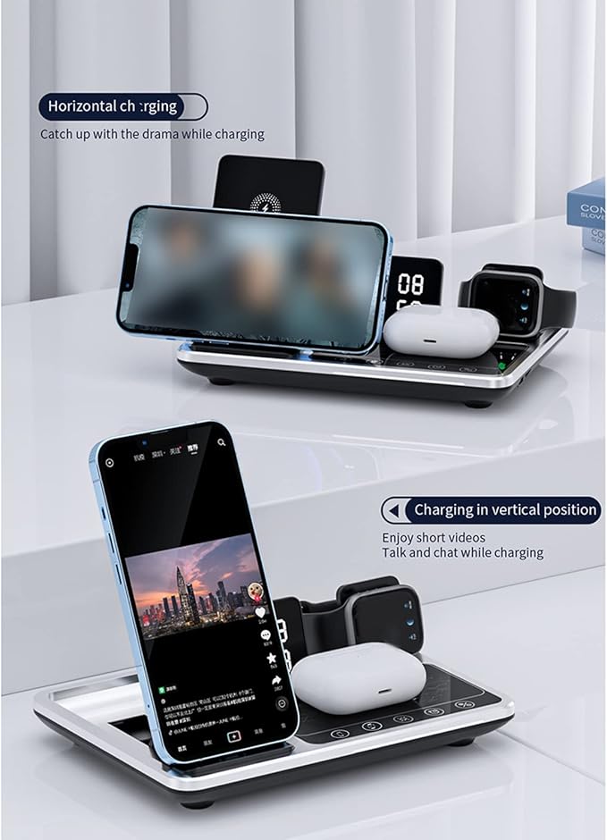 4-in-1 Wireless Charger with Clock | Fast & Foldable Charging Dock