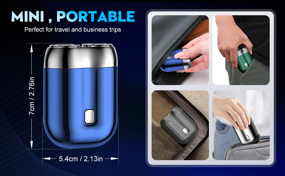 Rechargeable Portable Shaver for Men – Dual Blade Mesh, Wet/Dry, Lightweight Razor