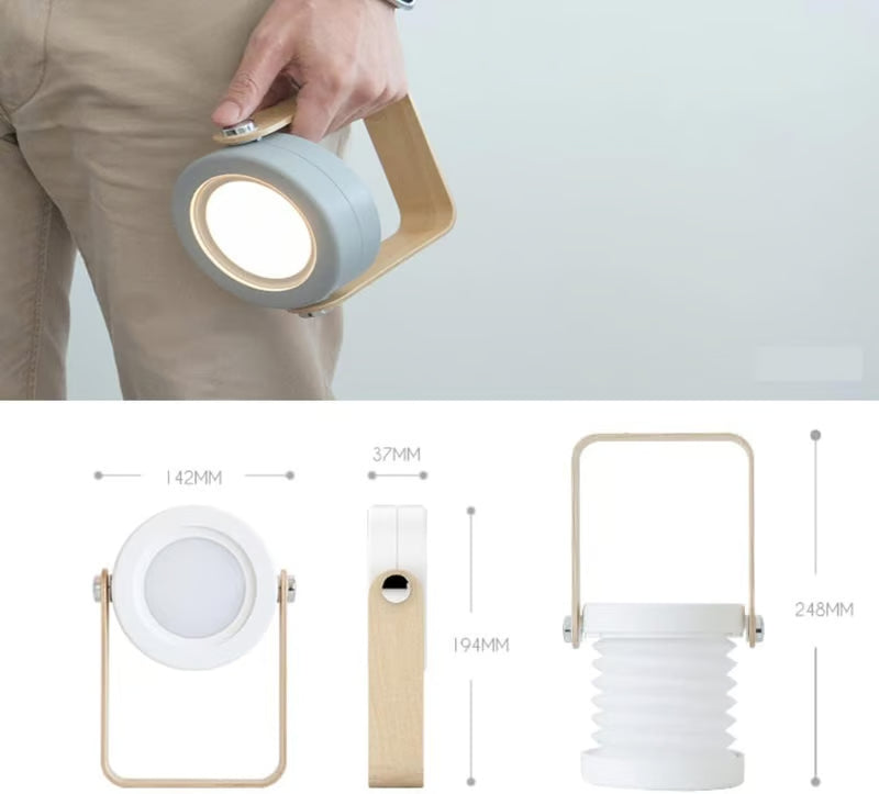 Foldable LED Desk Lamp with Adjustable Brightness – USB Rechargeable Lantern Light