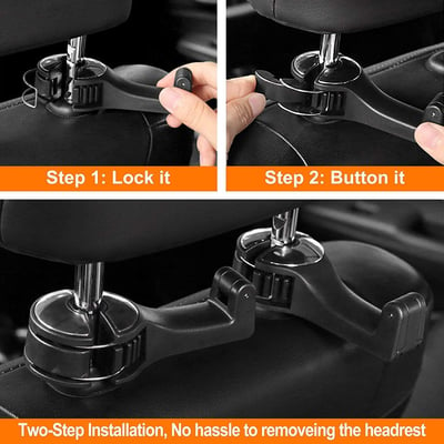 2 In 1 Car Seat Hooks For Purses And Bags With Phone Holder