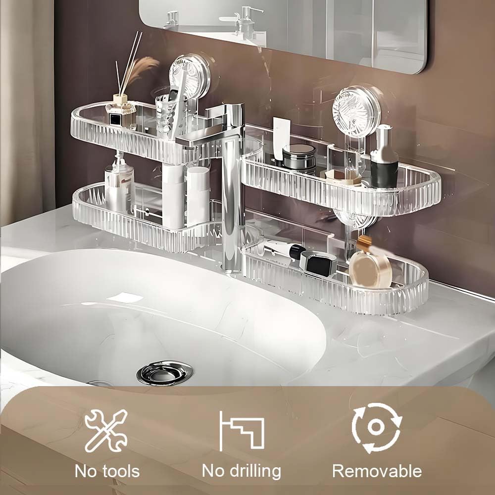 Wall-Mounted Bathroom Storage Rack – No Drill, Drainable & Removable