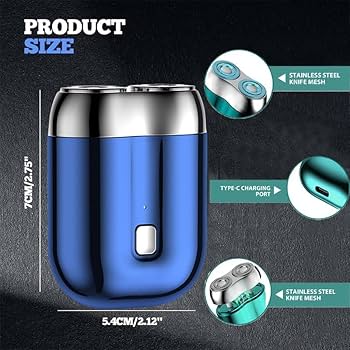 Rechargeable Portable Shaver for Men – Dual Blade Mesh, Wet/Dry, Lightweight Razor