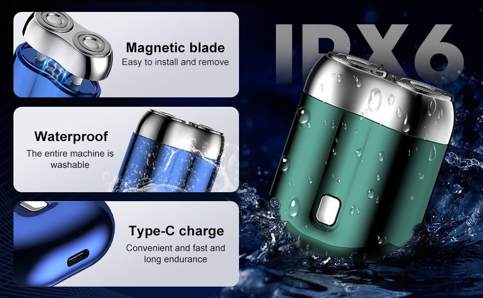Rechargeable Portable Shaver for Men – Dual Blade Mesh, Wet/Dry, Lightweight Razor
