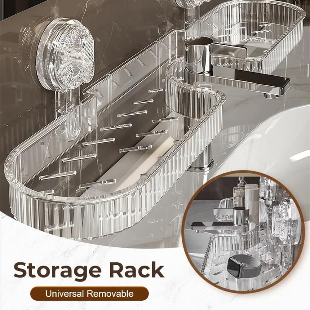Wall-Mounted Bathroom Storage Rack – No Drill, Drainable & Removable