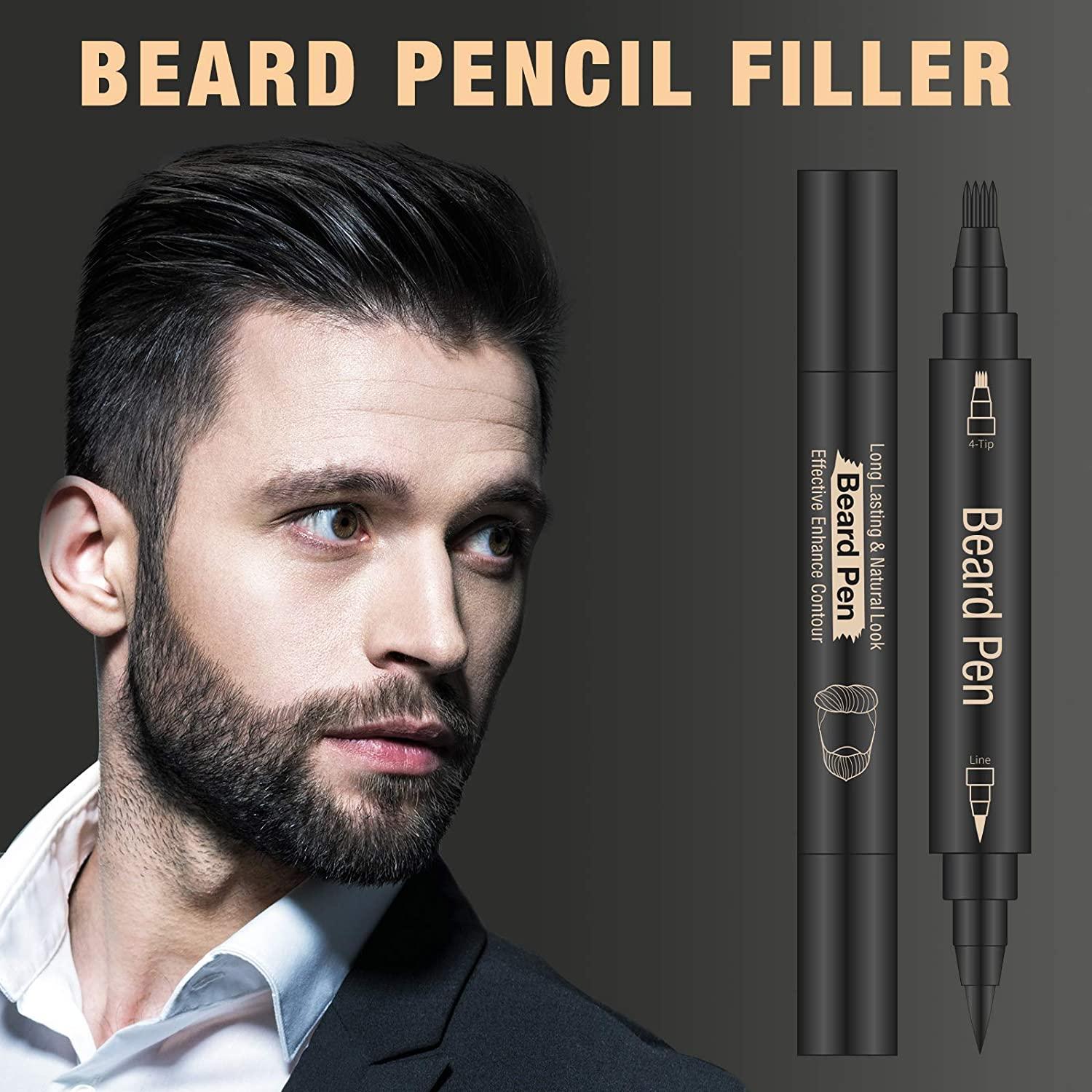 Beard & Hair Filler Pen – Waterproof Pencil with Brush for Men & Women | Define, Shape & Fill Beard, Hairline & Brows Instantly