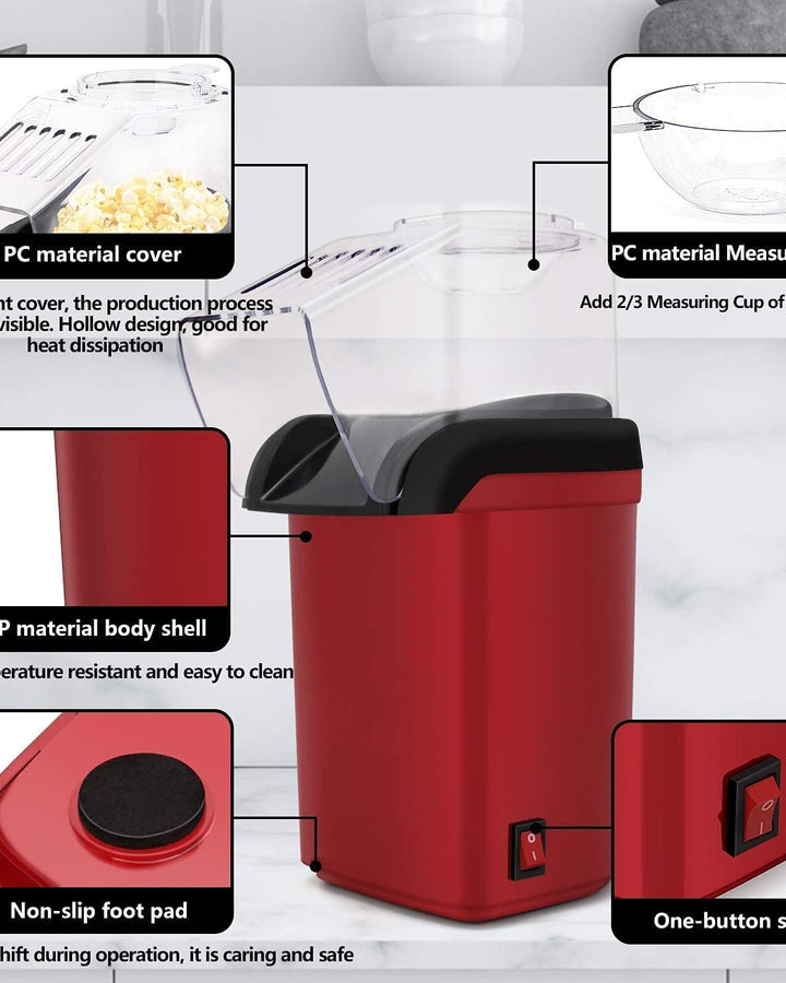 Hot Air Popper Electric Popcorn Maker Machine