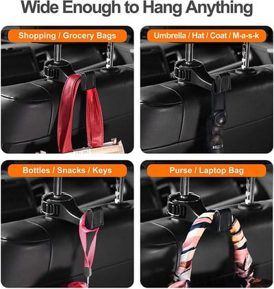 2 In 1 Car Seat Hooks For Purses And Bags With Phone Holder