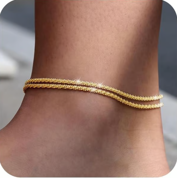 "Dainty Drip Foot Anklet – Elegant Gold-Plated Chain Jewelry for Women | Minimalist Ankle Bracelet for Everyday & Party Wear"