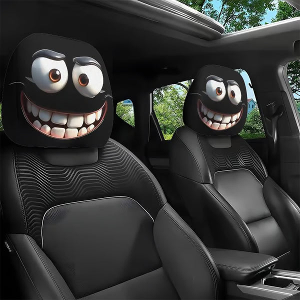 Car Headrest Covers 2PCS – Cute Cartoon Design, Universal Interior Accessory