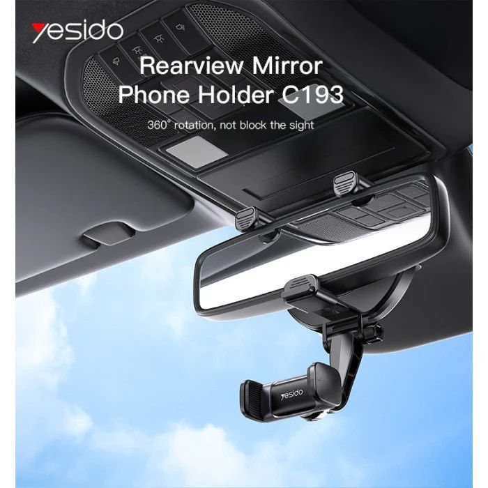 Rearview Mirror Phone Holder – 450° Rotating Universal Car Mount
