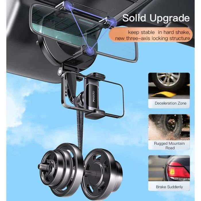 Rearview Mirror Phone Holder – 450° Rotating Universal Car Mount