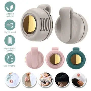 Mini Clip-On Portable Fan Portable Bladeless  – USB Rechargeable, 900mAh Battery