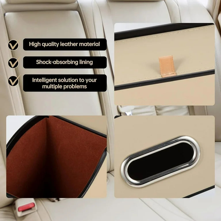 Genuine Leather Car Tissue Box – Elegant Hanging Organizer for Stylish Interiors