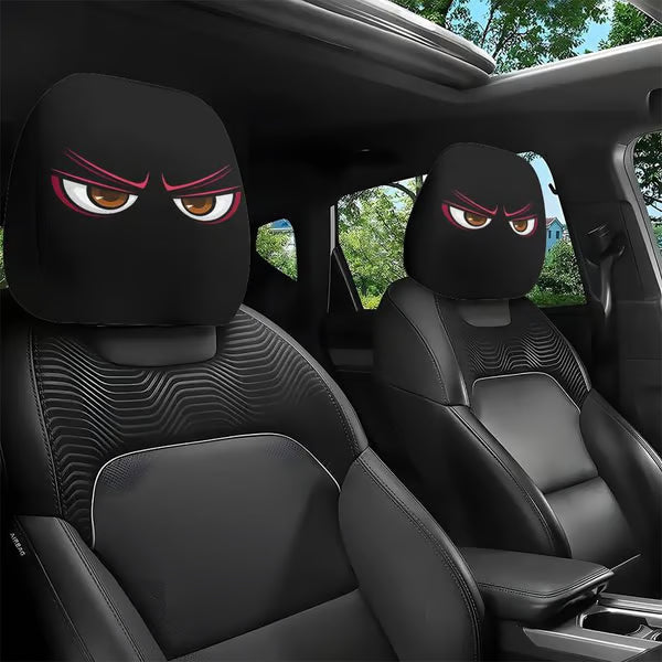 Car Headrest Covers 2PCS – Cute Cartoon Design, Universal Interior Accessory