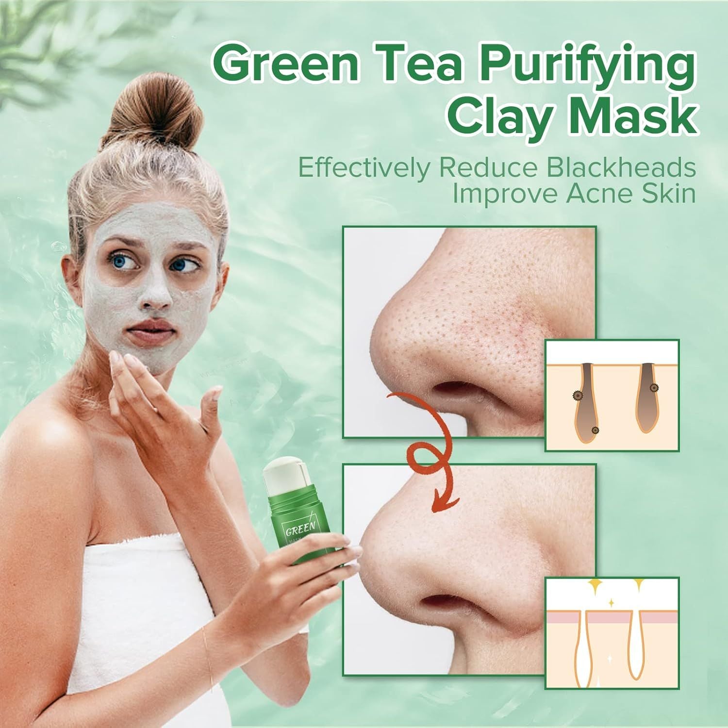 Natural Green Tea Face Mask Stick – Detox, Hydrate & Brighten Skin ✨