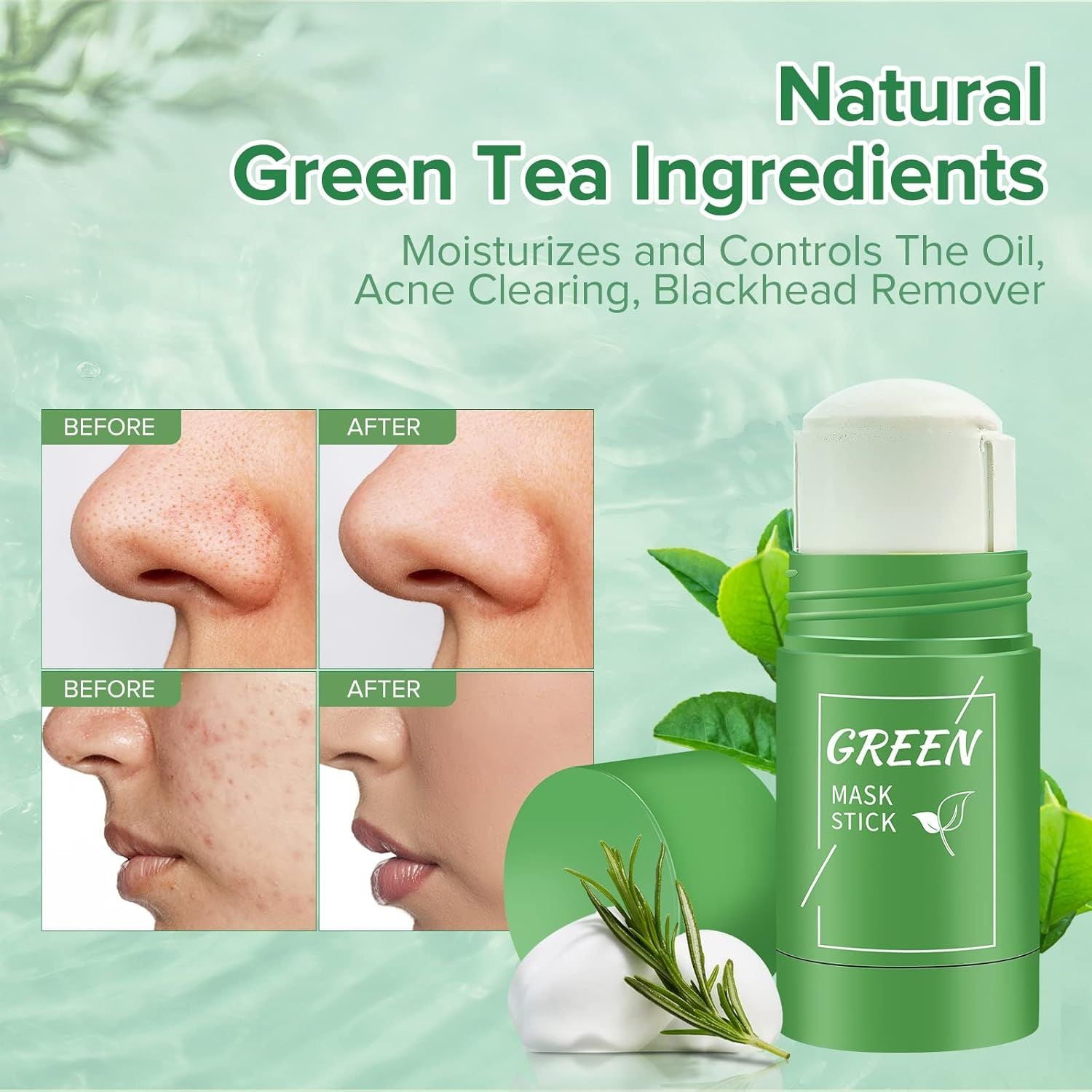 Natural Green Tea Face Mask Stick – Detox, Hydrate & Brighten Skin ✨