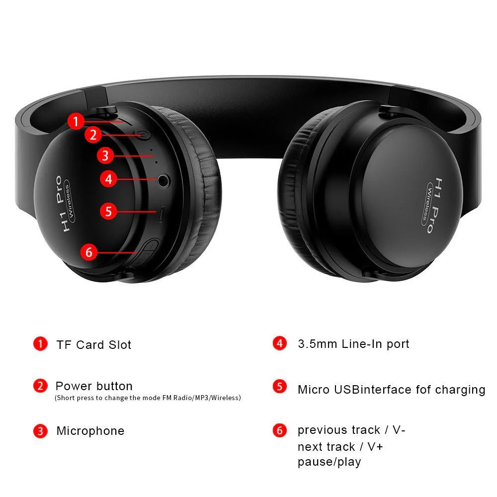 Wireless Bluetooth Headset – Noise Cancelling, HD Stereo Sound, Foldable & Lightweight Headphones with Built-in Mic for Calls & Gaming"