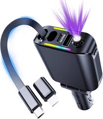 4-in-1 Retractable Car Charger | 120W Fast PD Charging for iPhone, Android & Laptops