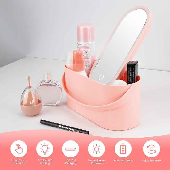 Travel Makeup Case Bag with LED Lighted Mirror