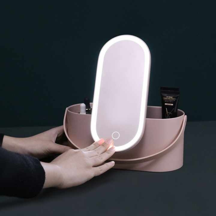 Travel Makeup Case Bag with LED Lighted Mirror