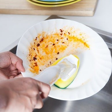 Long Handle Dishwand Brush with Soap Dispenser & Scraper