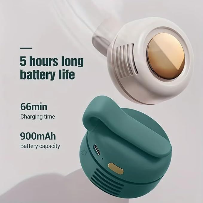 Mini Clip-On Portable Fan Portable Bladeless  – USB Rechargeable, 900mAh Battery