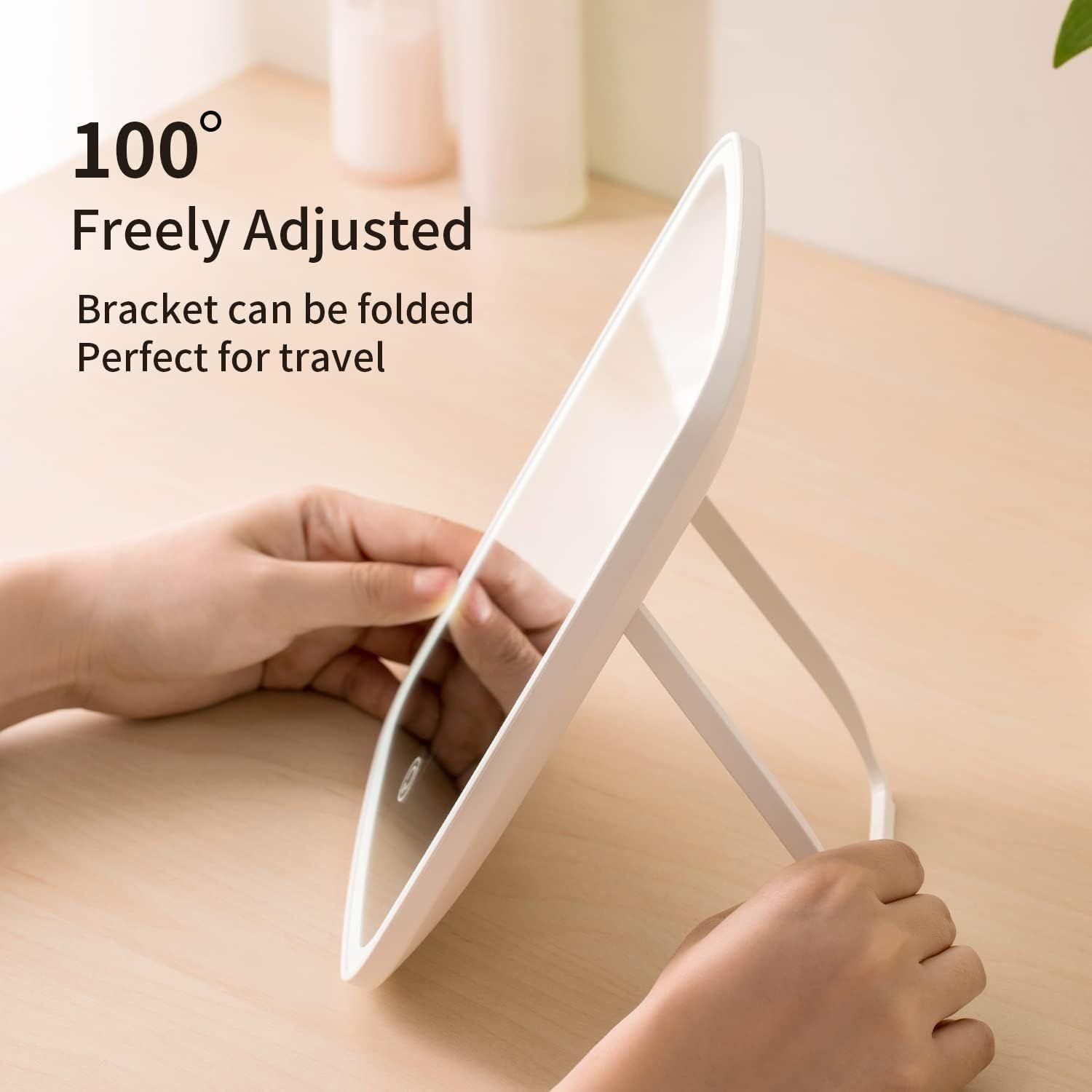 LED Touch Screen Makeup Mirror with 3 Light Modes & Rechargeable Battery