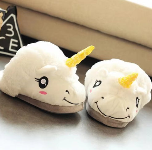 Unicorn Plush Slippers – Cozy Warm Winter Footwear