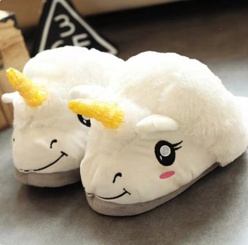 Unicorn Plush Slippers – Cozy Warm Winter Footwear